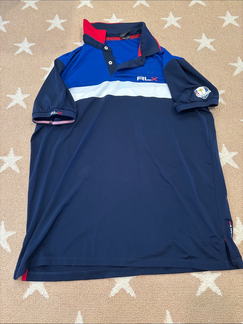 RLX Ralph Lauren 2014 RYDER CUP USA Navy, Royal Blue & White Performance Polo